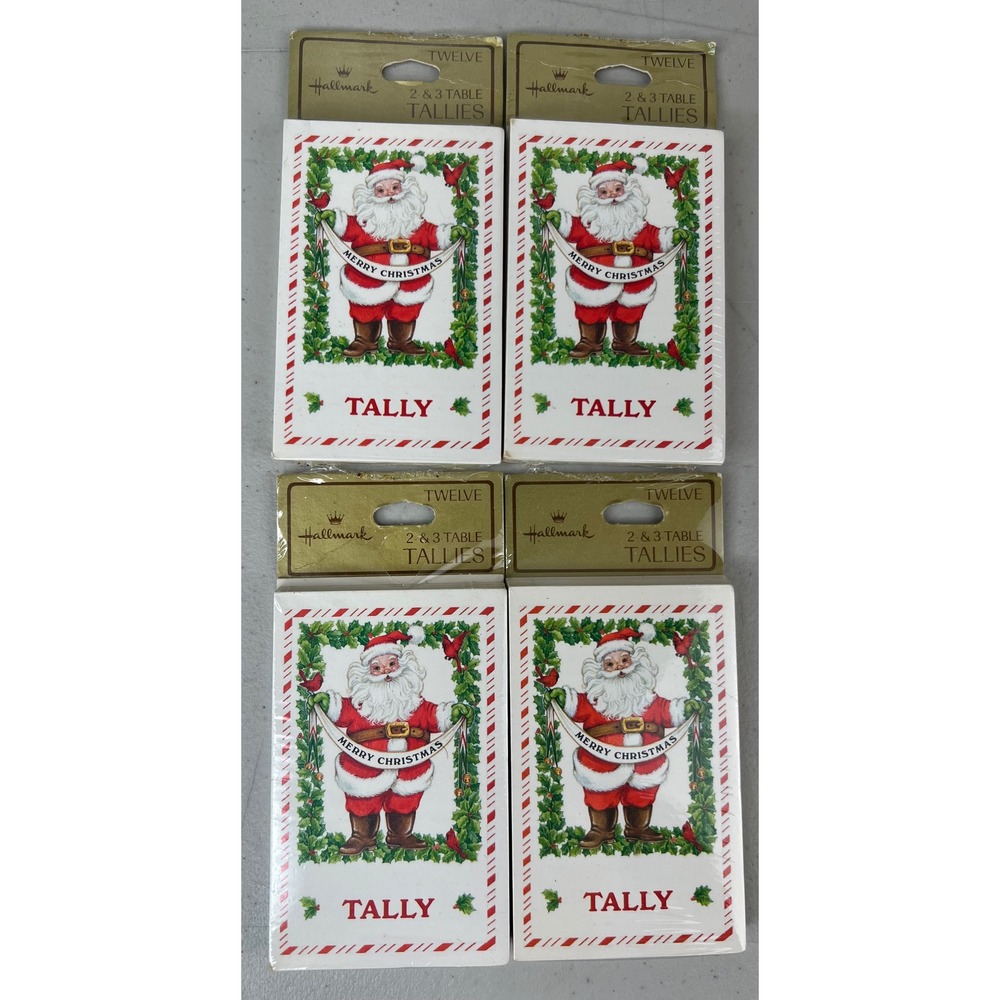 Vintage Hallmark Santa Christmas Table Tallies Bridge Game 4 Packs Sealed 1980s